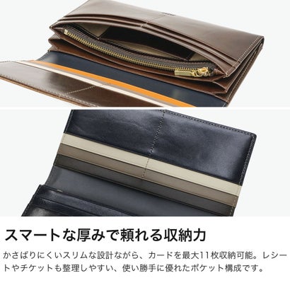 タケオキクチ TAKEO KIKUCHI 財布 長財布 メンズ レディース ブランド かぶせ 本革 レザー 大人 高級感 おしゃれ シック 上品 小銭入れ 札入れ ファスナー ロゴ イデア かぶせ長財布 756606 （チャ）｜詳細画像