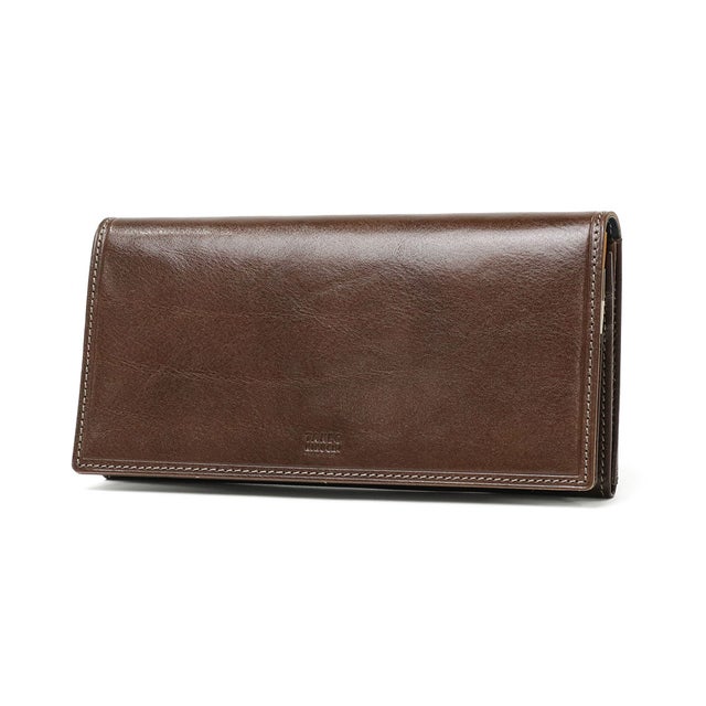 財布 長財布 メンズ レディース ブランド かぶせ 本革 レザー 大人 高級感 おしゃれ シック 上品 小銭入れ 札入れ ファスナー ロゴ イデア かぶせ長財布 756606 （チャ）