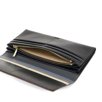 タケオキクチ TAKEO KIKUCHI 財布 長財布 メンズ レディース ブランド かぶせ 本革 レザー 大人 高級感 おしゃれ シック 上品 小銭入れ 札入れ ファスナー ロゴ イデア かぶせ長財布 756606 （クロ）｜詳細画像