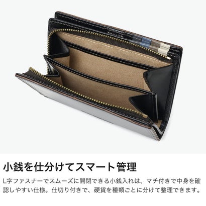 タケオキクチ TAKEO KIKUCHI 財布 二つ折り財布 メンズ レディース ブランド 二つ折り 本革 レザー 大人 高級感 おしゃれ シック 上品 小銭入れ 札入れ L字ファスナー ロゴ イデア セミ長財布 756605 （クロ）｜詳細画像