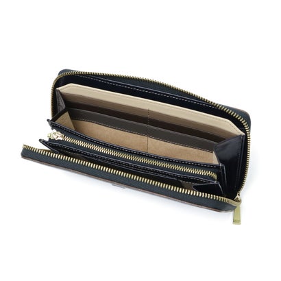 長財布 メンズ レディース 財布 ブランド ラウンドファスナー 本革 レザー 大人 高級感 おしゃれ シック 上品 小銭入れ 札入れ ロゴ イデア ラウンドファスナー長財布 756607 （グリーン）｜詳細画像