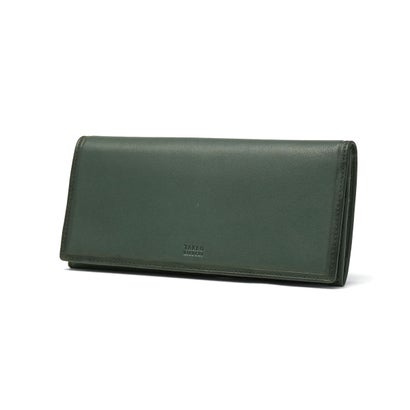 タケオキクチ TAKEO KIKUCHI 長財布 メンズ レディース ブランド 財布 本革 羊革 レザー おしゃれ 軽量 軽い かぶせ フラップ長財布 小銭入れあり シンプル 大人 上品 高級感 きれいめ ギフト クロードII 790605 （グリーン）｜詳細画像