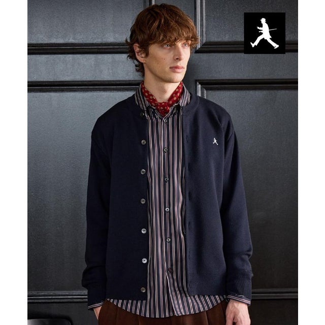 ◆【BOWLER HAT LABEL】日本製クルーネックカーディガン （ネイビー(094)）