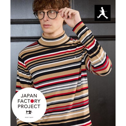 タケオキクチ TAKEO KIKUCHI ◆【BOWLER HAT LABEL】日本製マルチボーダータートルニット （ベージュ(352)）｜詳細画像