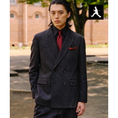 ◆【BOWLER HAT LABEL】チョークストライプジャージ Wジャケット （ブラウン(343)）｜詳細画像
