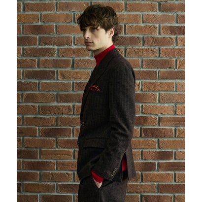 ◆【BOWLER HAT LABEL】チョークストライプジャージ Wジャケット （ブラウン(343)）｜詳細画像
