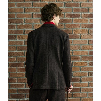◆【BOWLER HAT LABEL】チョークストライプジャージ Wジャケット （ブラウン(343)）｜詳細画像