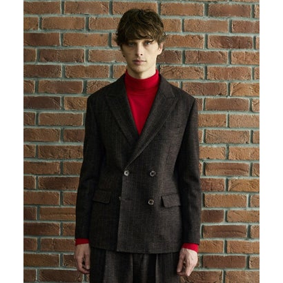 ◆【BOWLER HAT LABEL】チョークストライプジャージ Wジャケット （ブラウン(343)）｜詳細画像