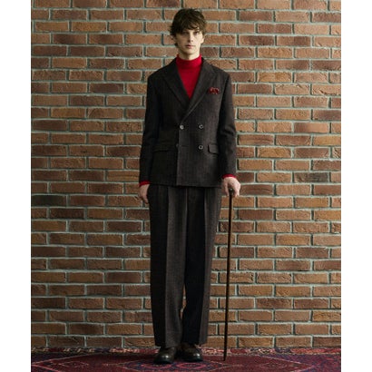 ◆【BOWLER HAT LABEL】チョークストライプジャージ ワイドスラックス （ブラウン(343)）｜詳細画像