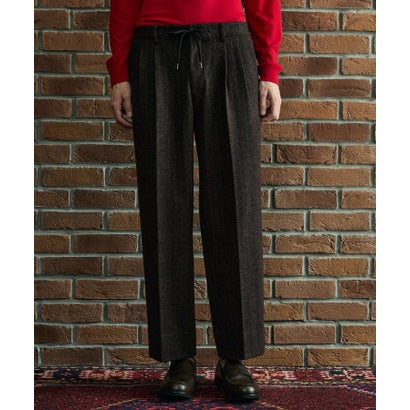 ◆【BOWLER HAT LABEL】チョークストライプジャージ ワイドスラックス （ブラウン(343)）｜詳細画像
