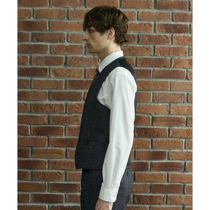 ◆【BOWLER HAT LABEL】ピンヘッドミルドウール ベスト （ブラック(019)）｜詳細画像