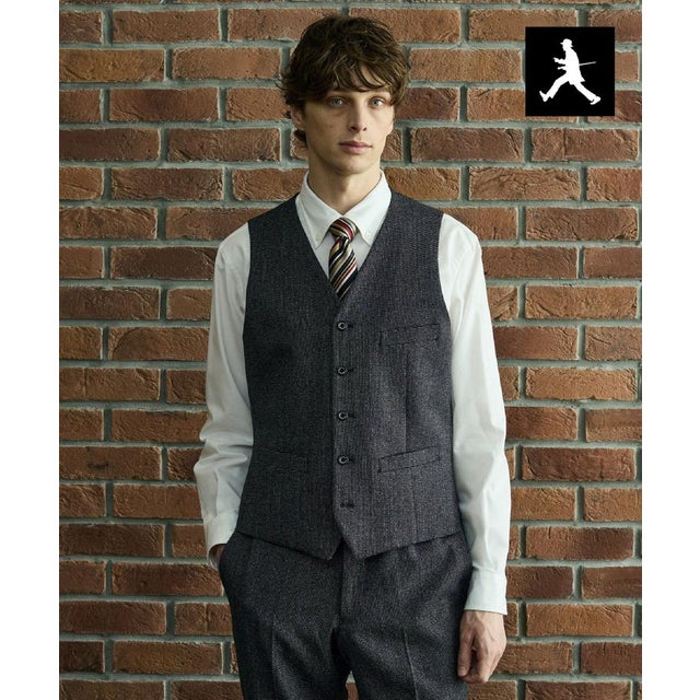 ◆【BOWLER HAT LABEL】ピンヘッドミルドウール ベスト （ブラック(019)）