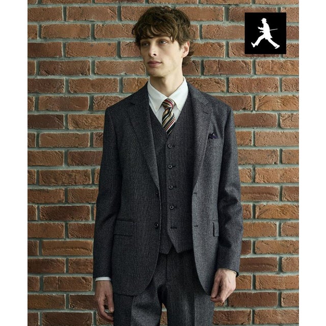 ◆【BOWLER HAT LABEL】ピンヘッドミルドウール ジャケット （ブラック(019)）