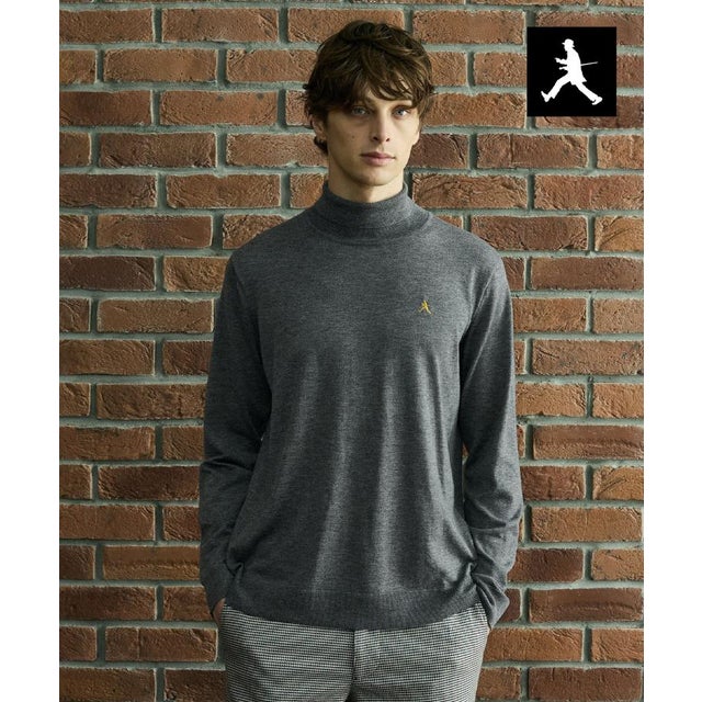 ◆【BOWLER HAT LABEL】日本製タートルネックニット （チャコールグレー(013)）
