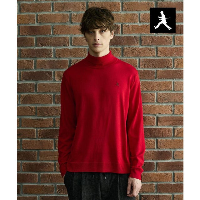 ◆【BOWLER HAT LABEL】日本製タートルネックニット （レッド(063)）