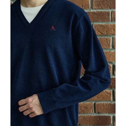◆【BOWLER HAT LABEL】ベロアモールVネックニット （ブルー(093)）｜詳細画像