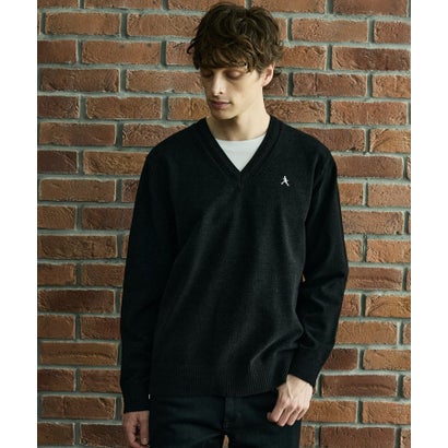 ◆【BOWLER HAT LABEL】ベロアモールVネックニット （ブルー(093)）｜詳細画像