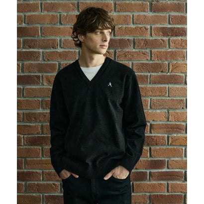 ◆【BOWLER HAT LABEL】ベロアモールVネックニット （ブルー(093)）｜詳細画像