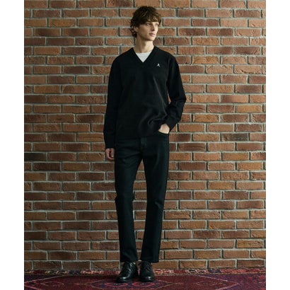 ◆【BOWLER HAT LABEL】ベロアモールVネックニット （ブルー(093)）｜詳細画像