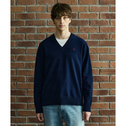 ◆【BOWLER HAT LABEL】ベロアモールVネックニット （ブラック(019)）｜詳細画像