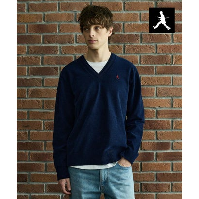◆【BOWLER HAT LABEL】ベロアモールVネックニット （ブラック(019)）｜詳細画像