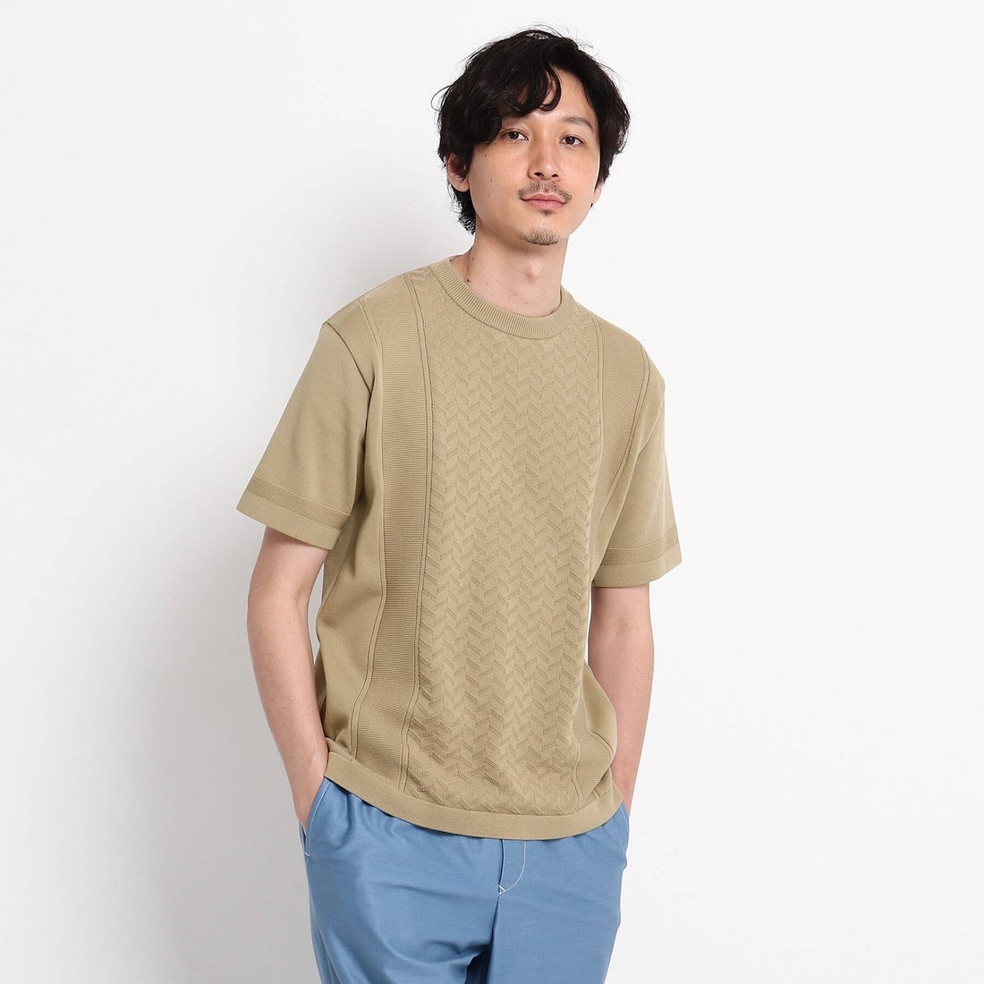 タケオ キクチ TAKEO KIKUCHI 新しい 最安値級価格 Tシャツ ニット ベージュ クルーネック