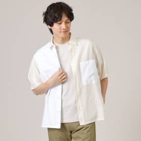 【Sサイズ～】パーツブロッキング 半袖シャツ （ホワイト(501)）