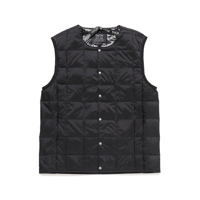 /CREW NECK BUTTON DOWN VEST （BLACK）