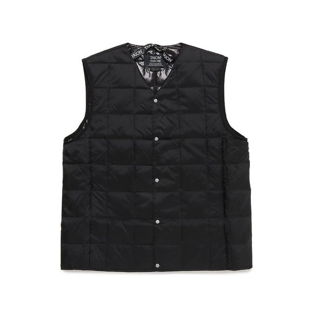 /V NECK BUTTON DOWN VEST （BLACK）
