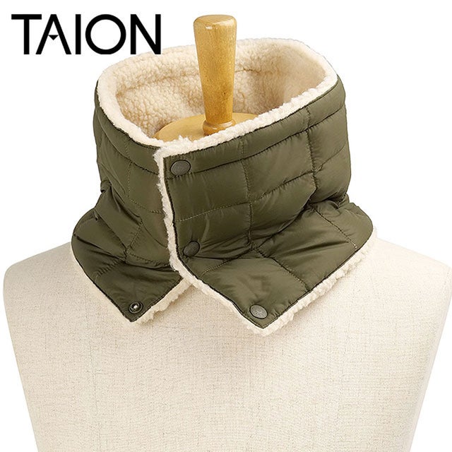 MOUNTAIN REVERSIBLE DOWN NECK WARMER D.OLIVE/CREAM [-R203MT] （D.OLIVE/CREAM）
