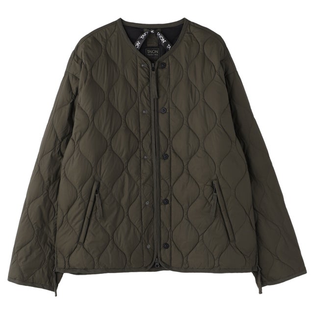 ショートダウン ジャケット アウター ミリタリー M65 ライナーWジップ ソフトシェル メンズ レディース ショート丈 収納袋付き TAION-M65LSZBML-1SH （ダークオリーブ）