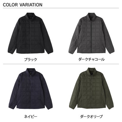 タイオン TAION インナーダウン ジャケット アウター ベーシック ハイネックWジップ メンズ レディース ショート丈 ファスナー付き 収納袋付き TAION-102WZ （ブラック）｜詳細画像