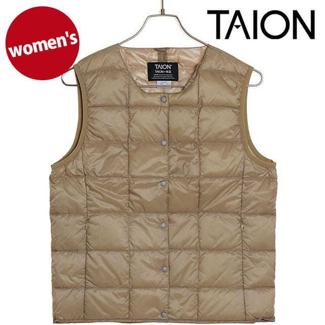 W CREW NECK BUTTON DOWN VEST S.BEIGE [TAION-W004 FW24] （S.BEIGE）