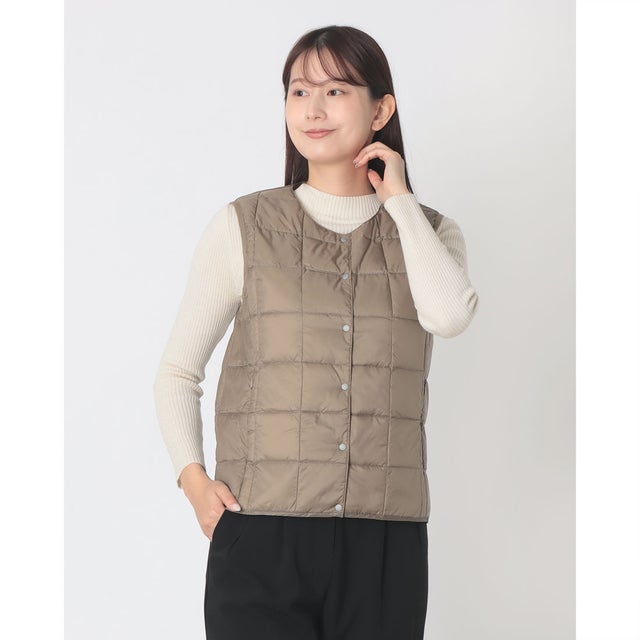 ベーシック クルーネックボタン インナーダウンベスト （KHAKI）