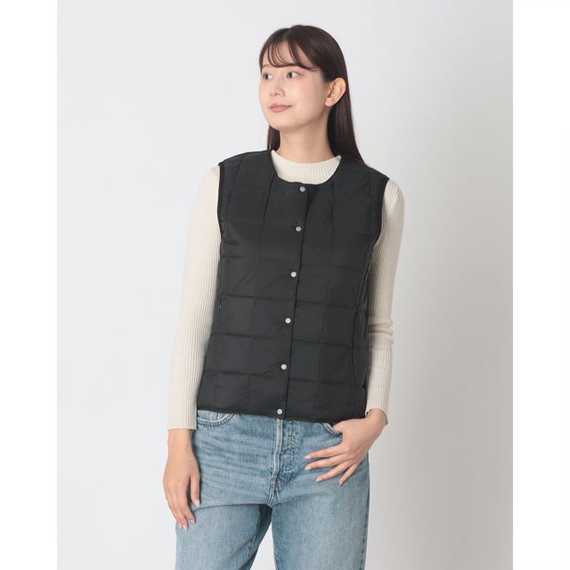 ベーシック クルーネックボタン インナーダウンベスト （BLACK）