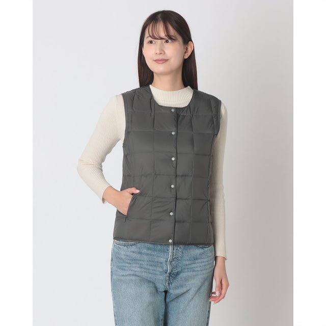 ベーシック クルーネックボタン インナーダウンベスト （D.CHARCOAL）