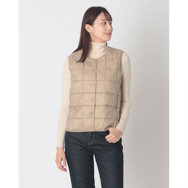 ベーシック クルーネックボタン インナーダウンベスト （S.BEIGE）
