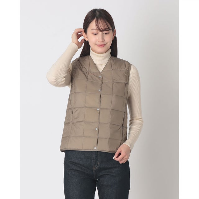 ベーシック Vネックボタン インナーダウンベスト （KHAKI）