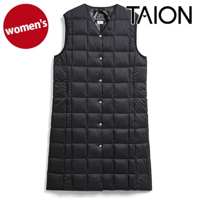 W V NECK LONG DOWN VEST BLACK [-W001-LONG] （BLACK）｜詳細画像