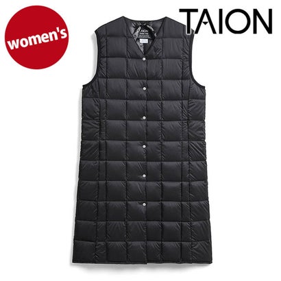 W V NECK LONG DOWN VEST BLACK [-W001-LONG] （BLACK）｜詳細画像