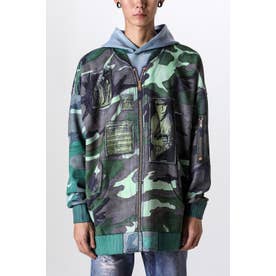 Camouflage MA-1 Print Painting Hoodie（Green）