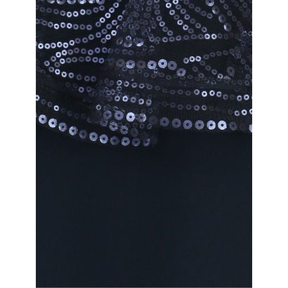 タダシショージ ◆セール仕入れ♪シークインペプラムトップの上品ネイビーロングドレス｜詳細画像
