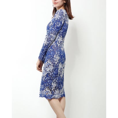 タダシショージ TADASHI SHOJI ブルー＆ホワイト刺繍メッシュ ドレス （ブルー）｜詳細画像