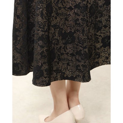 タダシショージ TADASHI SHOJI 2色あり♪エレガントなメタリックジャガード織りドレス （ブラック）｜詳細画像