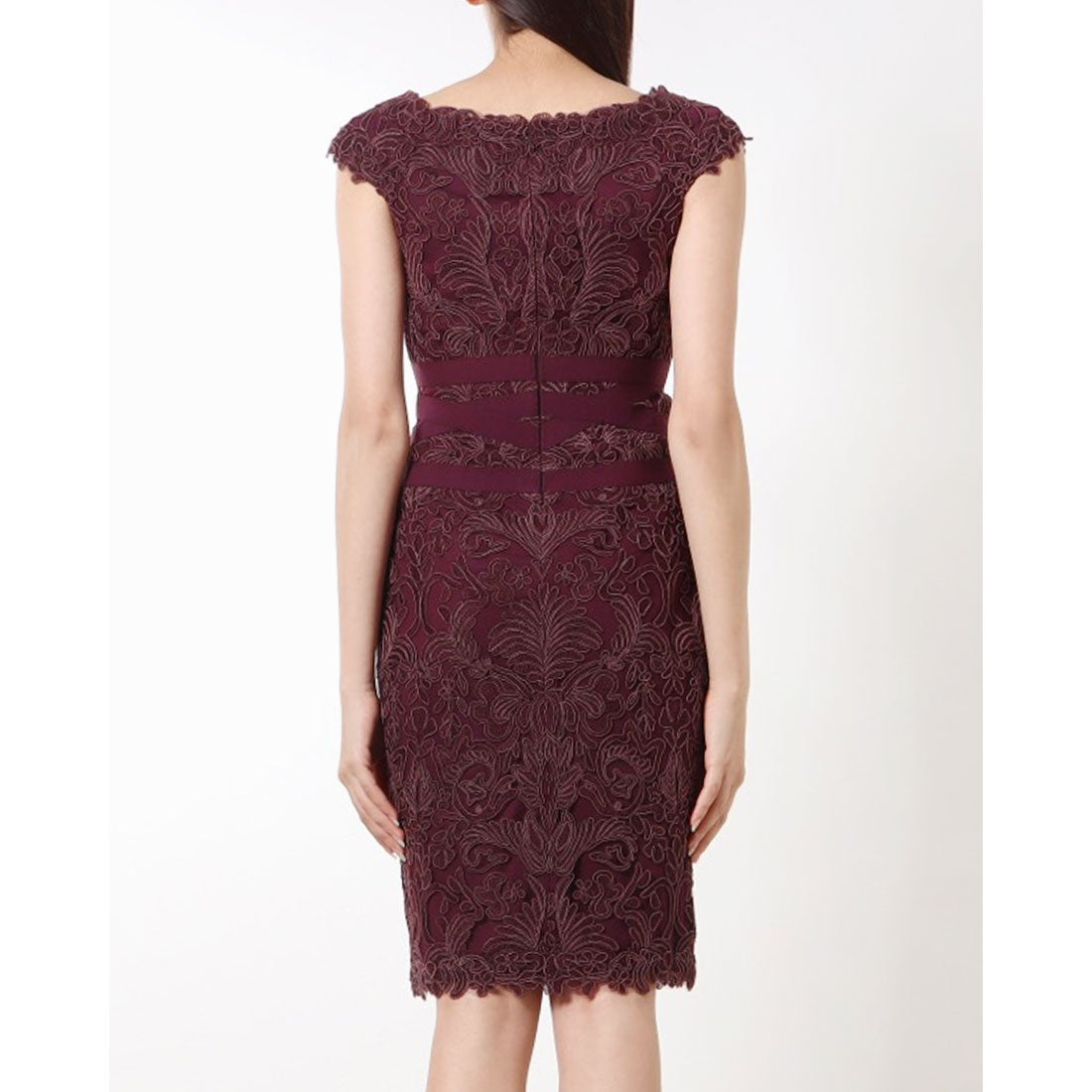 タダシショージ TADASHI SHOJI シックなワイン色のエレガントなレース 