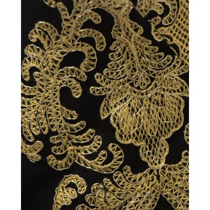 タダシショージ TADASHI SHOJI ゴールドコード刺繍ボートネックカクテルドレス （ブラック）｜詳細画像
