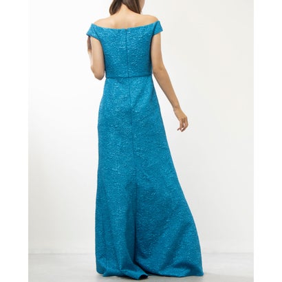 タダシショージ TADASHI SHOJI オーシャンブルー 裾まで流れるドレープが美しいジャガードがドレス （ブルー）｜詳細画像