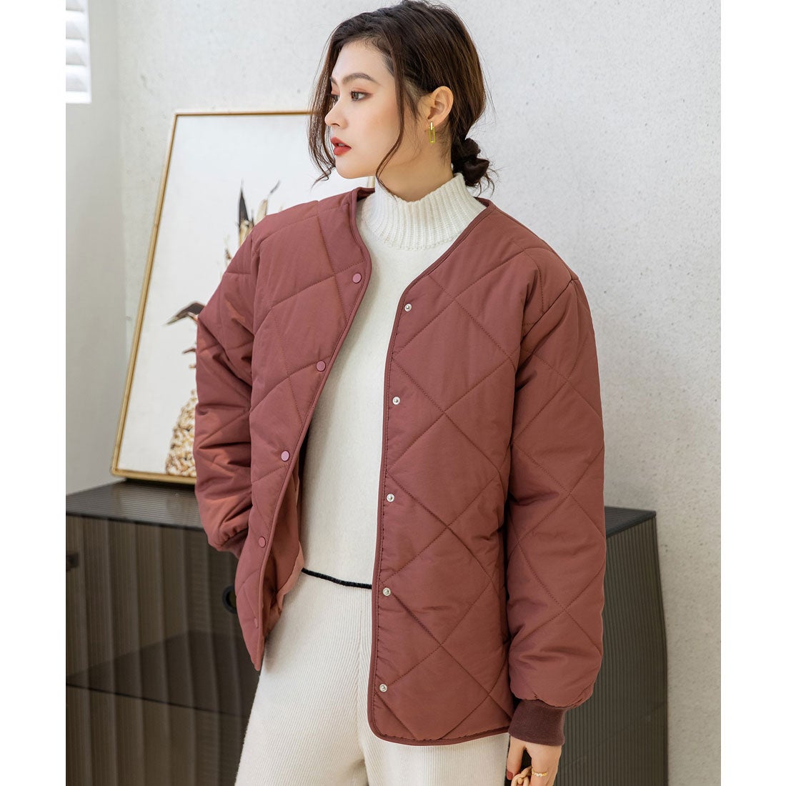 DAKS ピンク キルティングジャケット ダックス 赤 キルティング 