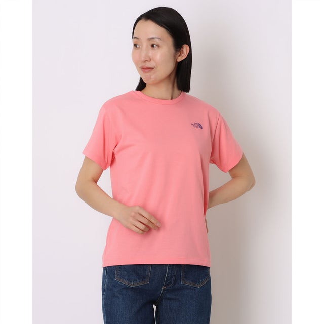 レディース アウトドアカジュアル 半袖Tシャツ S/S Back Square Logo Tee_ショートスリーブバックスクエアロゴティー NTW32447 （コーラルクラッシュ）