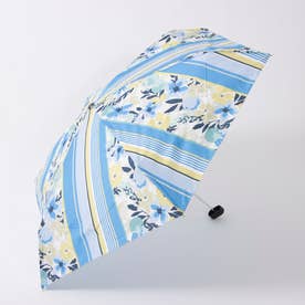 【晴雨兼用】オーチャードストライプ mini折りたたみ傘 （ブルー）
